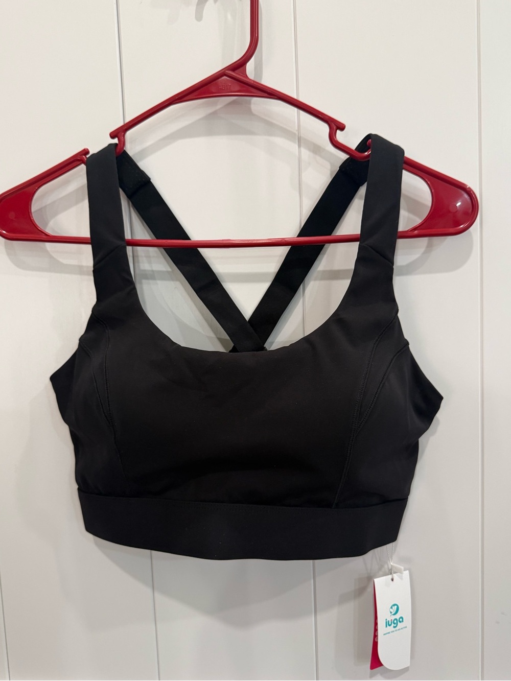 IUGA Black Crossback Sports Bra Yoga Running NWT M